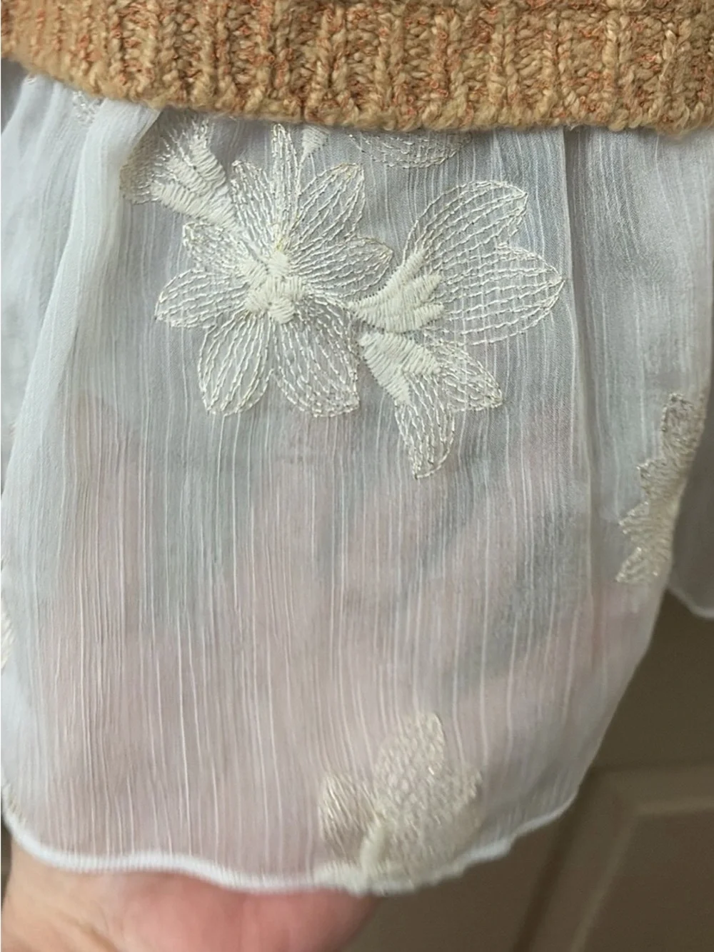 Anthropologie Layered knit Twofer Vest embroidered lace Romantic Boho top